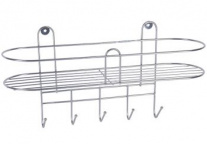Полка д/ванной овальная 5 крючков хром 35*12*1.7 АЛТ 13кС М2017
